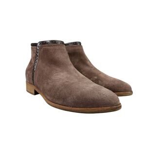 Italeau Shoes Womens 37.5 Boots Miralda Fashion Leather Classic Studs Zip Brown